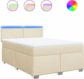 vidaXL Κρεβάτι Boxspring με Στρώμα Κρεμ 140x190 εκ. Υφασμάτινο