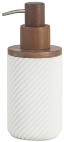 Δοχείο Κρεμοσάπουνου Stripes AH-BA25144 Φ7,5x19cm Natural-White Andrea House Polyresin,Ξύλο