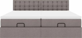 vidaXL Οθωμανικό κρεβάτι με στρώματα Taupe 160x200cm ύφασμα