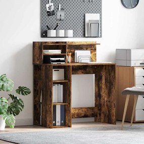 vidaXL Γραφείο Καπνιστό Δρύς 90 x 48 x 101,5 εκ. Επεξεργασμένο ξύλο