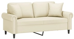 vidaXL Καναπές Διθέσιος Κρεμ 140εκ. Συνθετικό Δέρμα με Μαξιλάρια