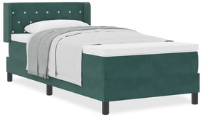 vidaXL κρεβάτι box spring  με στρώμα σκούρο πράσινο 90x190 εκ. βελούδο