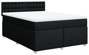 vidaXL Κρεβάτι Boxspring με Στρώμα Μαύρο 140x200 εκ. Υφασμάτινο