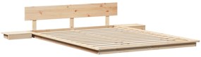 vidaXL Κρεβάτι Πλατφόρμα με Κομοδίνα 140x200cm Μασίφ Ξύλο