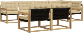 vidaXL Σειρά Καναπέ Εξωτερικού με μαξιλάρι 7 pcs Λευκό και Μπεζ