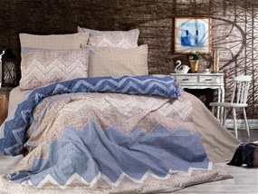 Παπλωματοθήκη Polycotton Υπέρδιπλη 220x240εκ. Αθηνά 407 Beige-Blue DimCol