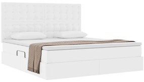 vidaXL Κρεβάτι Αποθήκης Καθαρό Λευκό 180 x 200 cm Τεχνητό Δέρμα