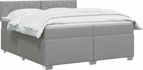 vidaXL Κρεβάτι Box Spring με Στρώμα και LED Ανοιχτό γκρι 200 x 200 cm