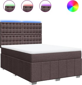 vidaXL Κρεβάτι Boxspring με Στρώμα Σκούρο Καφέ 160x200 εκ Υφασμάτινο