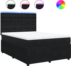 vidaXL Κρεβάτι Boxspring με Στρώμα Μαύρο 140x200 εκ. Βελούδινο