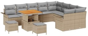 vidaXL Σετ Καναπέ Κήπου Ρυθμιζόμενο ύψος 12 pcs Μπεζ συνθετικό ρατάν
