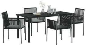 vidaXL Σέτ φαγητού για κήπο 5 pcs Μαύρο Πολυ ράταν