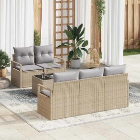 vidaXL Σετ Καναπέ με μαξιλάρι 6 pcs Μπεζ και Γκρι συνθετικό ρατάν