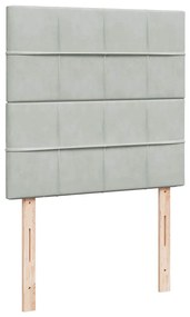vidaXL Κρεβάτι Boxspring με Στρώμα Ανοιχτό Γκρι 80x200 εκ. Βελούδινο