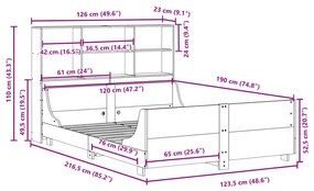 ΚΡΕΒΑΤΙ ΒΙΒΛΙΟΘΗΚΗ ΧΩΡΙΣ ΣΤΡΩΜΑ ΚΑΦΕ 120X190 ΕΚ ΜΑΣΙΦ ΠΕΥΚΟ 3323826