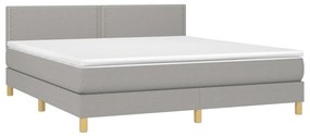 vidaXL Κρεβάτι Boxspring με Στρώμα &amp; LED Αν.Γκρι 180x200 εκ Υφασμάτινο