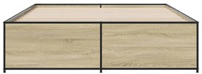 vidaXL Πλαίσιο Κρεβατιού Sonoma Δρυς 160x200 εκ. Επεξ. Ξύλο &amp; Μέταλλο