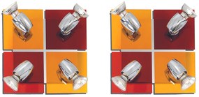 GU1094J-4B (x2) Colours Spot Packet Chrome metal rotating spot with decorative red and yellow g