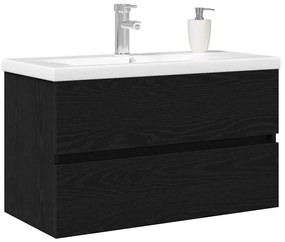 vidaXL Ντουλάπα Νεροχύτη Μαύρη δρυς 80 x 39 x 62 εκ Επεξεργασμένο ξύλο