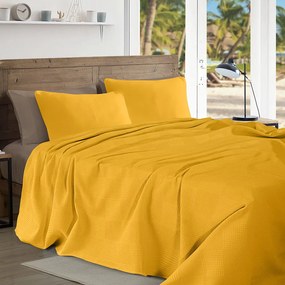 Κουβέρτα Υπέρδιπλη Πικέ Renk Yellow 220x240 - Lino Home