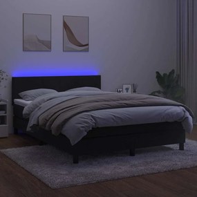 vidaXL Κρεβάτι Boxspring με Στρώμα &amp; LED Μαύρο 140x200 εκ. Βελούδινο