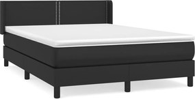 vidaXL Κρεβάτι Boxspring με Στρώμα Μαύρο 140x190εκ.από Συνθετικό Δέρμα