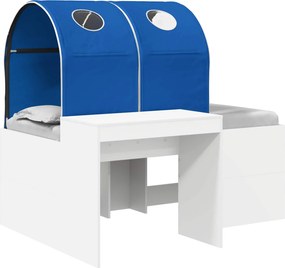 vidaXL Κρεβάτι με Σήραγγα 3 τεμ. Λευκό και Μπλε Επεξεργασμένο Ξύλο