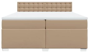 vidaXL Κρεβάτι Boxspring με Στρώμα Καπουτσίνο 200x200εκ.από Συνθ.Δέρμα