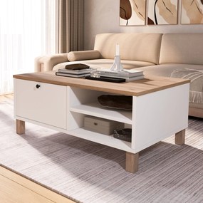 Τραπεζάκι Σαλονιού Λευκό / Δρυς ICROR 90x60x38.6