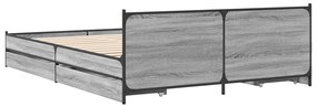 vidaXL Πλαίσιο Κρεβατιού με συρτάρια Γκρι sonoma 140x200εκ. Επεξ. Ξύλο