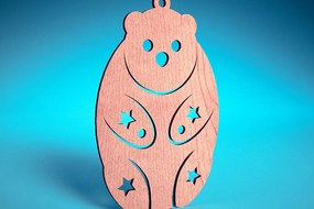 Σετ των 3 Intra απο ξύλο plywood 3mm-4mm πάχος Χριστουγεννιάτικα στολίδια ζώων με Δίασταση 8x8 cm INTRAFABR-72173497