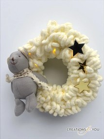 Παιδικό Στεφανάκι με Αρκουδάκι Φωτιζόμενο Κρεμ - 1 όνομα