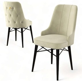 Καρέκλα Pare Babyface (Σετ 4Τμχ) 240CHR1505 46x46x94cm Cream-Black Μέταλλο,Ύφασμα