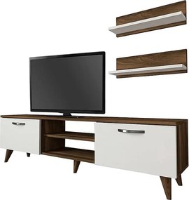 Έπιπλο τηλεόρασης Colin λευκό - καρυδί 150x30x40εκ