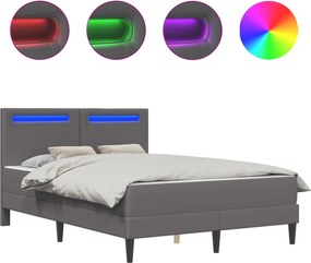 vidaXL Σκελετός κρεβατιού με στρώμα Γκρι 120 x 190 cm Τεχνητό Δέρμα
