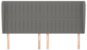 Κεφαλάρι με Πτερύγια Σκούρο Γκρι 203x23x118/128 εκ. Υφασμάτινο 3118217