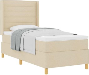 vidaXL Κρεβάτι με ελατήρια με στρώμα Κρεμ 100 x 200 cm ύφασμα