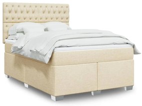 vidaXL Κρεβάτι Boxspring με Στρώμα Κρεμ 160x200 εκ. Υφασμάτινο