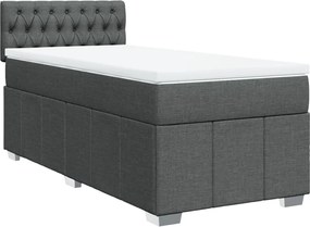 vidaXL Κρεβάτι Boxspring με Στρώμα Σκούρο Γκρι 90x190 εκ. Υφασμάτινο