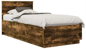 vidaXL Σκελετός Κρεβατιού με κεφαλάρι Καπνιστό Δρύς 100 x 200 cm