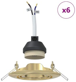 vidaXL Κρυφά Σποτ 6 τμχ Στρογγυλό GU10 Χρυσό Ø90 χλσ Μέταλλο