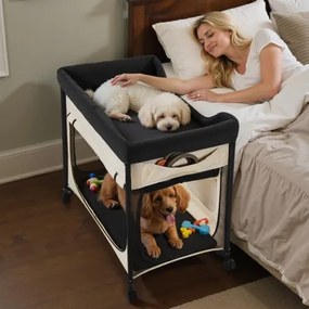 VEVOR Elevated Lounge Pet Bed Foldable Bunk Dog Bed with Wheels &amp; Side Bags XL
