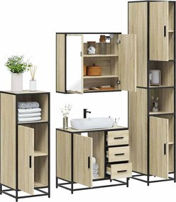 vidaXL Σετ Επίπλων Μπάνιου 4 Τεμαχίων Sonoma Δρυς Επεξεργασμένο Ξύλο