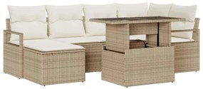 vidaXL Σετ Καναπέ Κήπου με μαξιλάρι 7 pcs μπεζ και κρεμ