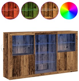 vidaXL Μπουφές με LED Φωτισμό Παλιό Ξύλο 181.5x37x100 εκ. Επεξεργασμένο Ξύλο