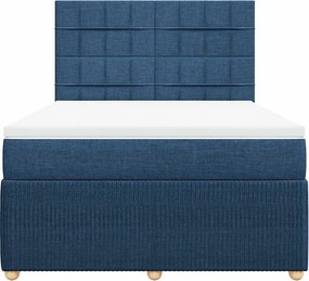 vidaXL Κρεβάτι Boxspring με Στρώμα Μπλε 140x200 εκ. Υφασμάτινο