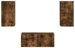 vidaXL Σετ επίπλου τηλεόρασης 2 pcs Καπνιστό Δρύς Επεξεργασμένο ξύλο