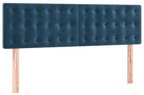 vidaXL Κρεβάτι Boxspring με Στρώμα Σκούρο Μπλε 140x190 εκ. Βελούδινο