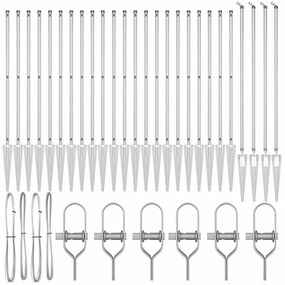 vidaXL Στύλος Περιφράξεων 26 pcs Ασημί 3.2 x 3.2 x 160 εκ Ατσάλι