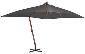 vidaXL Ομπρέλα Κήπου Πρόβολος Ανθρακί 400 x 300 εκ. με Ξύλινο Ιστό